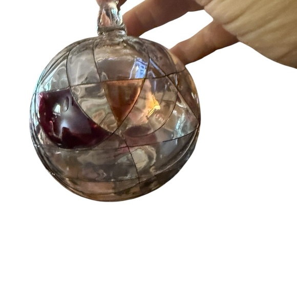 PartyLite Mosaic Glass Globe Ornament P7039 Purple Iridescent HandBlown Romania - Picture 2 of 10